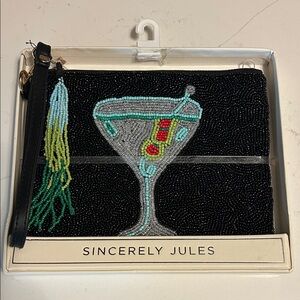 Sincerely Jules Olive Martini Beaded Bag/ Pouch Wristlet
